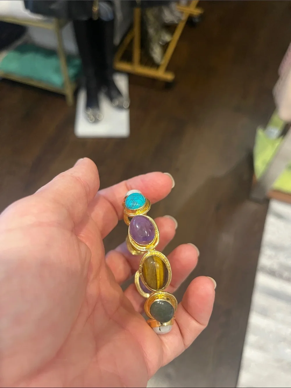 Turkish handmade adjustable Bracelet with Turquoise, Amethyst, Tiger's Eye